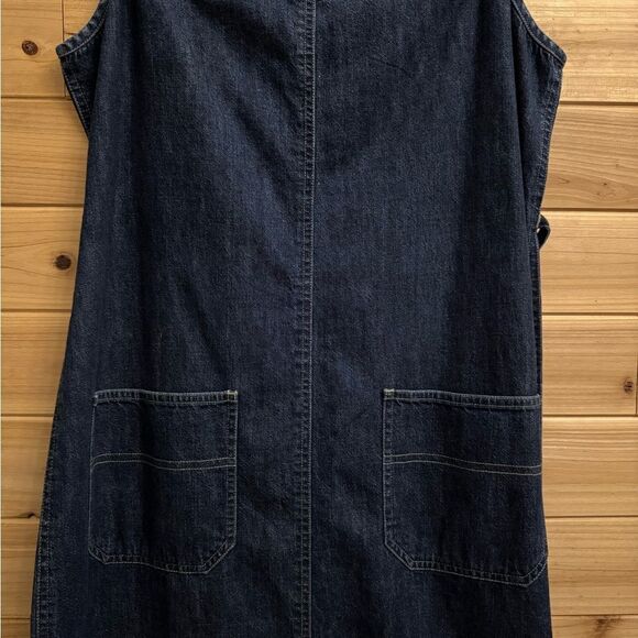 Vintage Jones Jeans Size Large Denim Cotton Dark Rinse Tie Back Maxi Dress - Picture 7 of 12